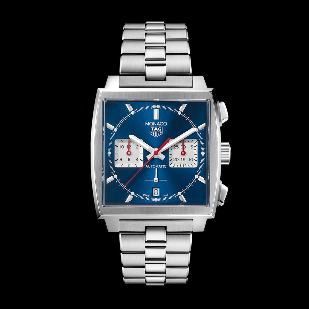 Uhrenikone TAG Heuer Monaco in klassischer Farbgebung